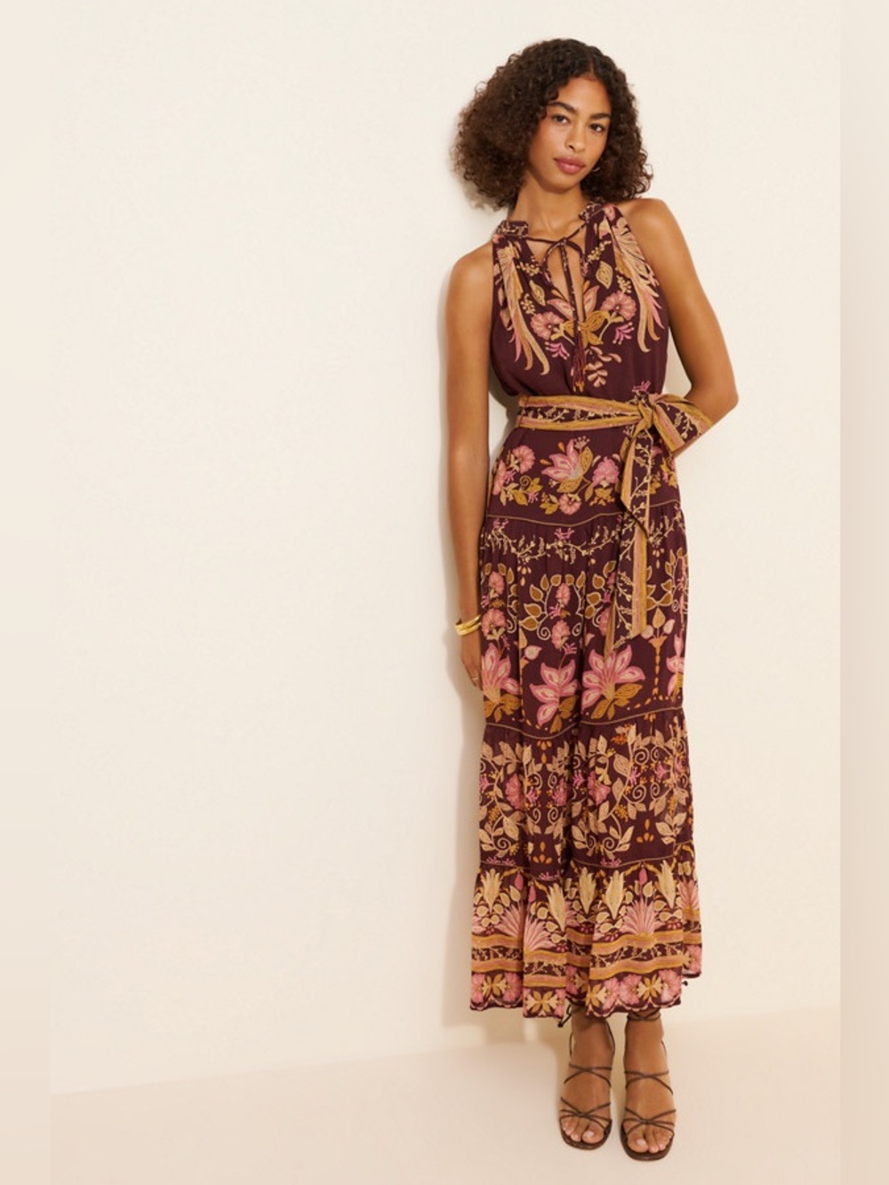 Farm Rio burgundy Bella maxi dress - Picture 2 of 10